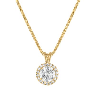 Jordan Blue NYC Lab Created 10K Gold .85Cttw Lab Grown Diamond Pendant With Gold Filled Chain