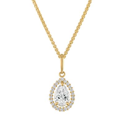 Jordan Blue NYC Lab Created 10K Gold .60Cttw Lab Grown Diamond Pendant With Gold Filled Chain