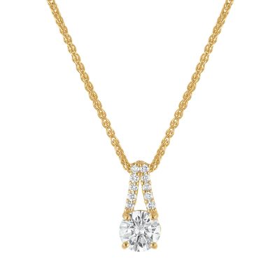 Jordan Blue NYC Lab Created 10K Gold .55Cttw Lab Grown Diamond Pendant With Gold Filled Chain