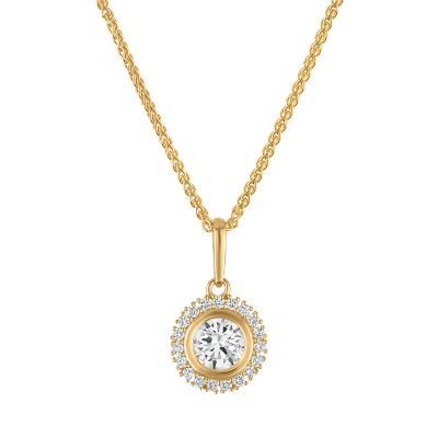Jordan Blue NYC Lab Created 10K Gold .60Cttw Lab Grown Diamond Pendant With Gold Filled Chain