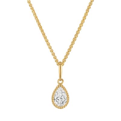 Jordan Blue NYC Lab Created 10K Gold .50Cttw Lab Grown Diamond Pendant With Gold Filled Chain