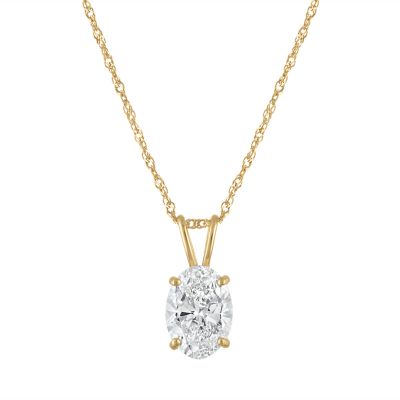 Jordan Blue NYC Lab Created 14K Gold 1 Cttw Oval-Cut Lab-Grown Diamond Pendant With Singapore Chain