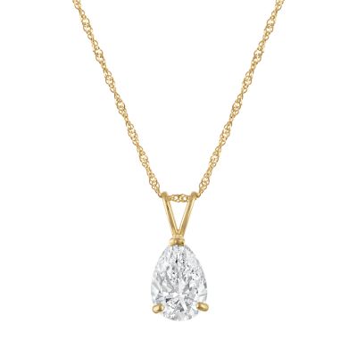 Jordan Blue NYC Lab Created 14K Gold 1Cttw Pear Lab Grown Diamond Pendant With Singapore Chain