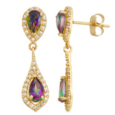 Jordan Blue NYC 10K Gold Mystic Topaz And Diamond Earrings