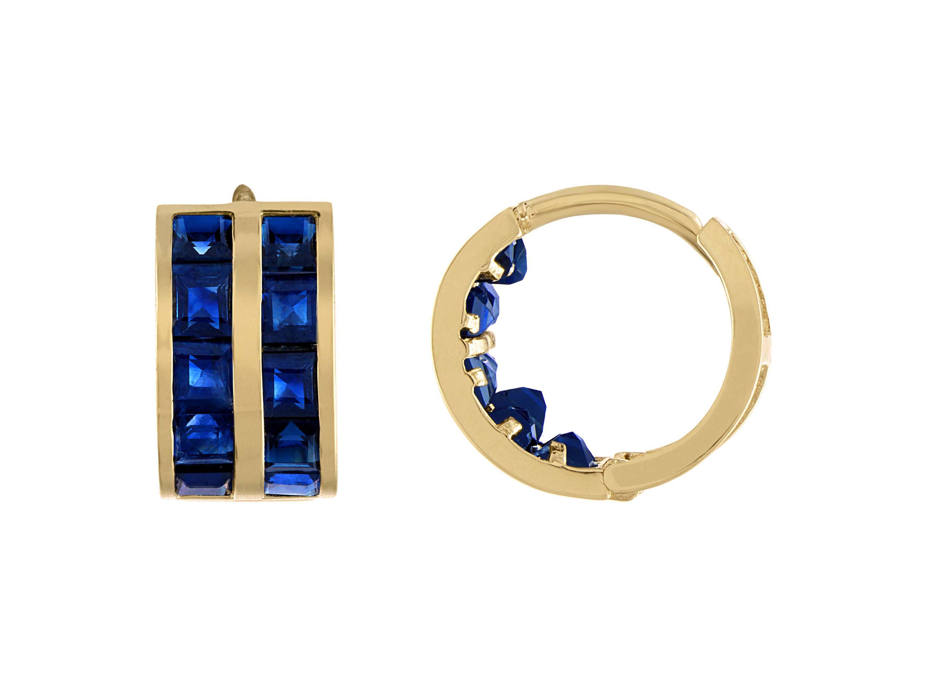 14K Gold Mens Sapphire Earrings