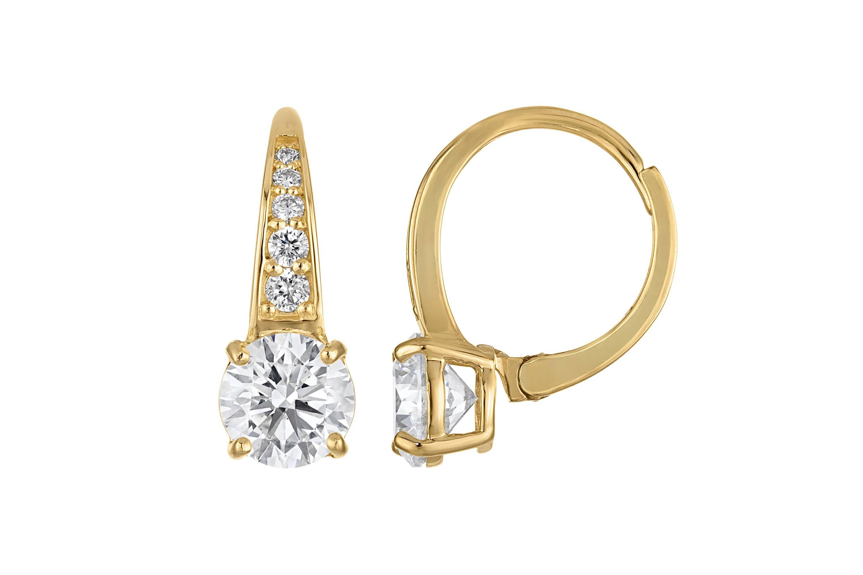 Lab Created 14k Yellow Gold 2.25 cttw Lab-Grown Diamond Leverback Earrings