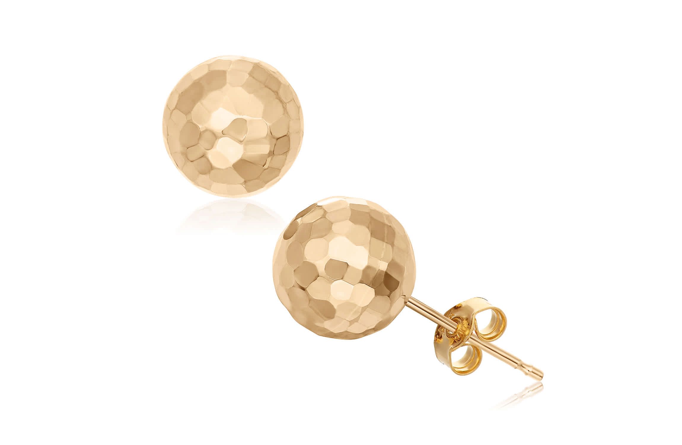 14Kt 8mm Hammered Ball Earrings