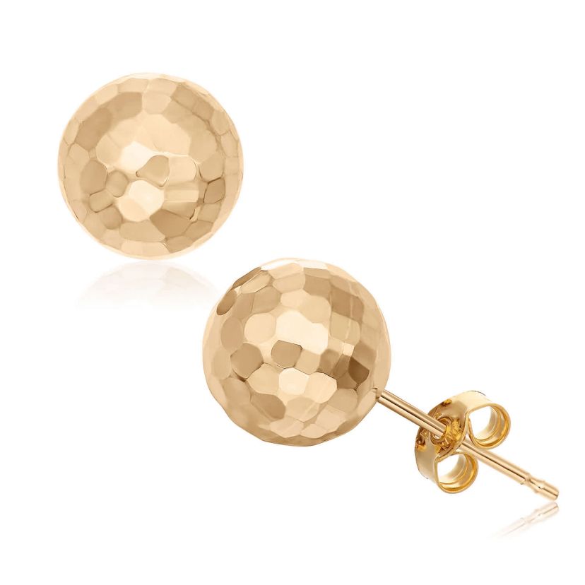 14Kt 8mm Hammered Ball Earrings