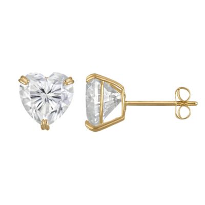 Jordan Blue NYC Lab Created 14K Gold 2.75 CT Heart Cut Created Moissanite Solitaire Stud Earrings