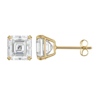 Jordan Blue NYC Lab Created 14K Gold 3 CT Asscher Cut Created Moissanite Solitaire Stud Earrings