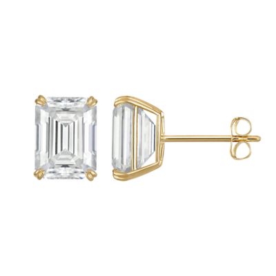 Jordan Blue NYC Lab Created 14K Gold 3.5 CT Emerald Cut Created Moissanite Solitaire Stud Earrings