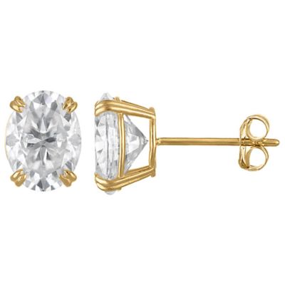 Jordan Blue NYC Lab Created 14K Gold 2.5 CT Oval Cut Created Moissanite Solitaire Stud Earrings, Yellow