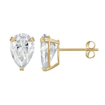 Jordan Blue NYC Lab Created 14K Gold 2.5 CT Pear Cut Created Moissanite Solitaire Stud Earrings