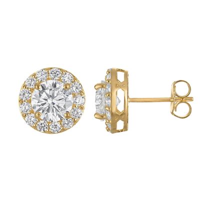 Jordan Blue NYC Lab Created 10K Gold 2.75 Cttw Round-Cut Lab-Grown Diamond Halo Earrings