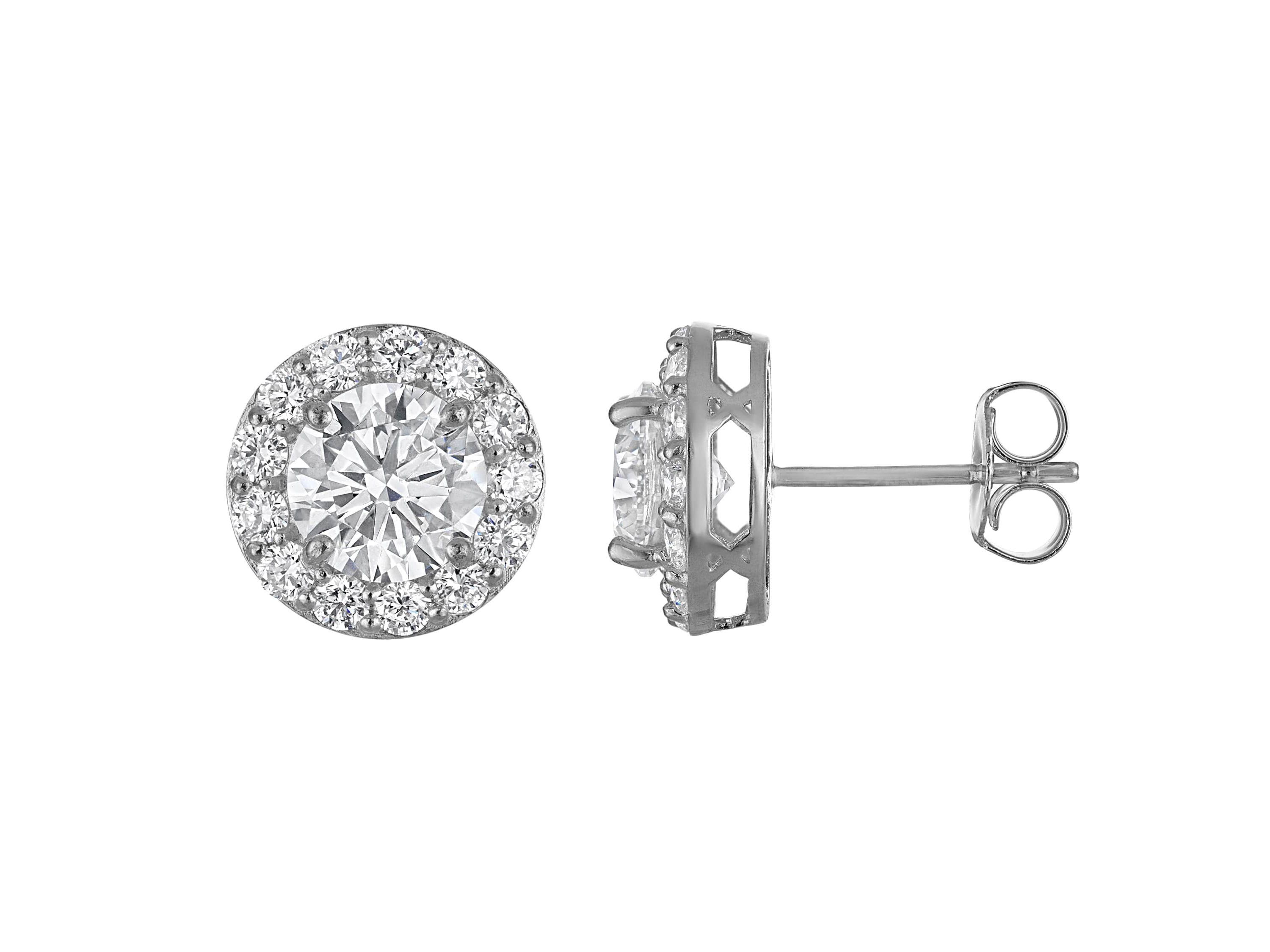 Lab Created 14K White Gold 2.75 cttw Lab-Grown Diamond Round Halo Stud Earrings