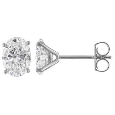 Jordan Blue NYC Lab Created 14K White Gold 1.5 Cttw Oval-Cut Lab-Grown Diamond Studs