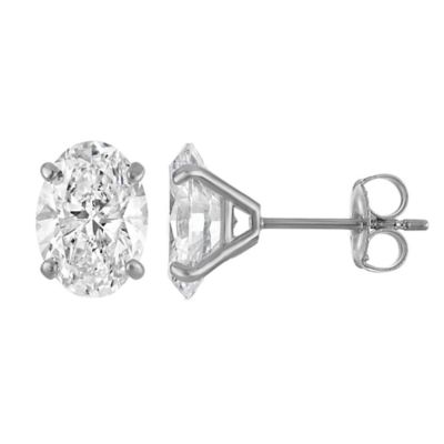 Jordan Blue NYC Lab Created 14K White Gold 3 Cttw Oval-Cut Lab-Grown Diamond Studs