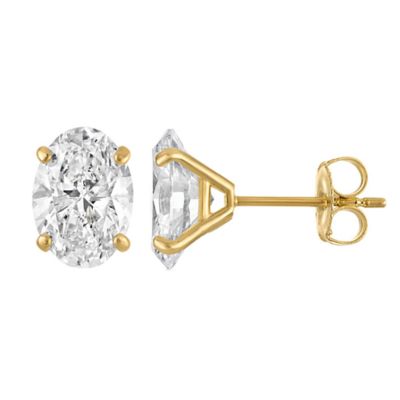 Jordan Blue NYC Lab Created 14K Gold 3 Cttw Oval-Cut Lab-Grown Diamond Studs