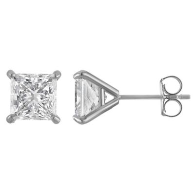 Jordan Blue NYC Lab Created 14K White Gold 3 Cttw Princess-Cut Lab-Grown Diamond Studs