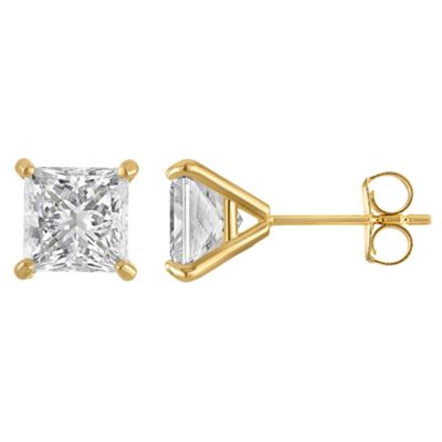 Jordan Blue NYC Lab Created 14K Gold 3 Cttw Princess-Cut Lab-Grown Diamond Studs