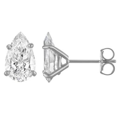 Jordan Blue NYC Lab Created 14K White Gold 3 Cttw Pear-Cut Lab-Grown Diamond Studs, 7