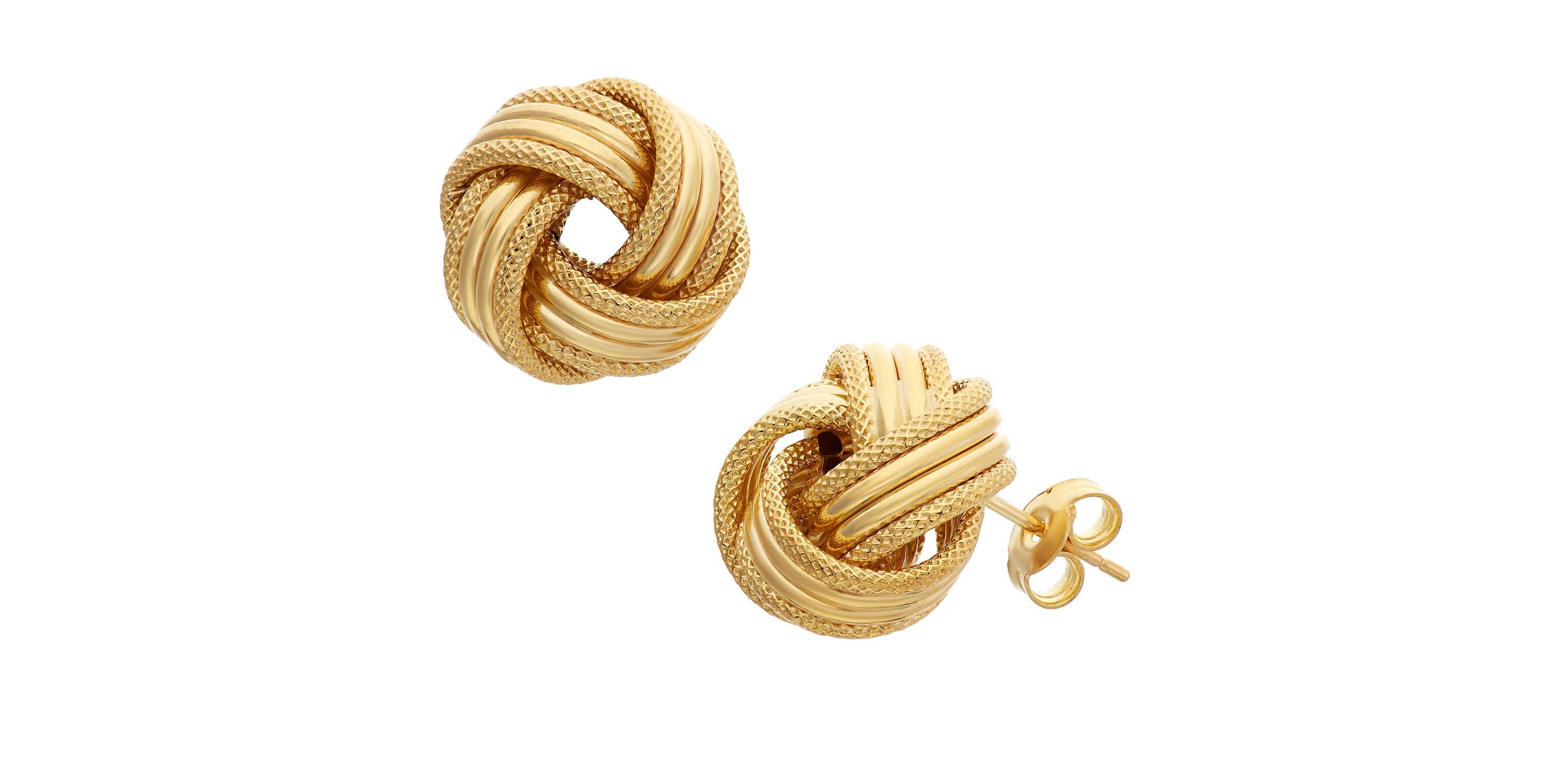 14Kt Yg Large Love Knot Stud Earring