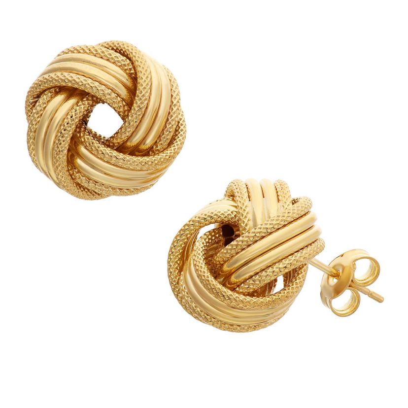 14Kt Yg Large Love Knot Stud Earring