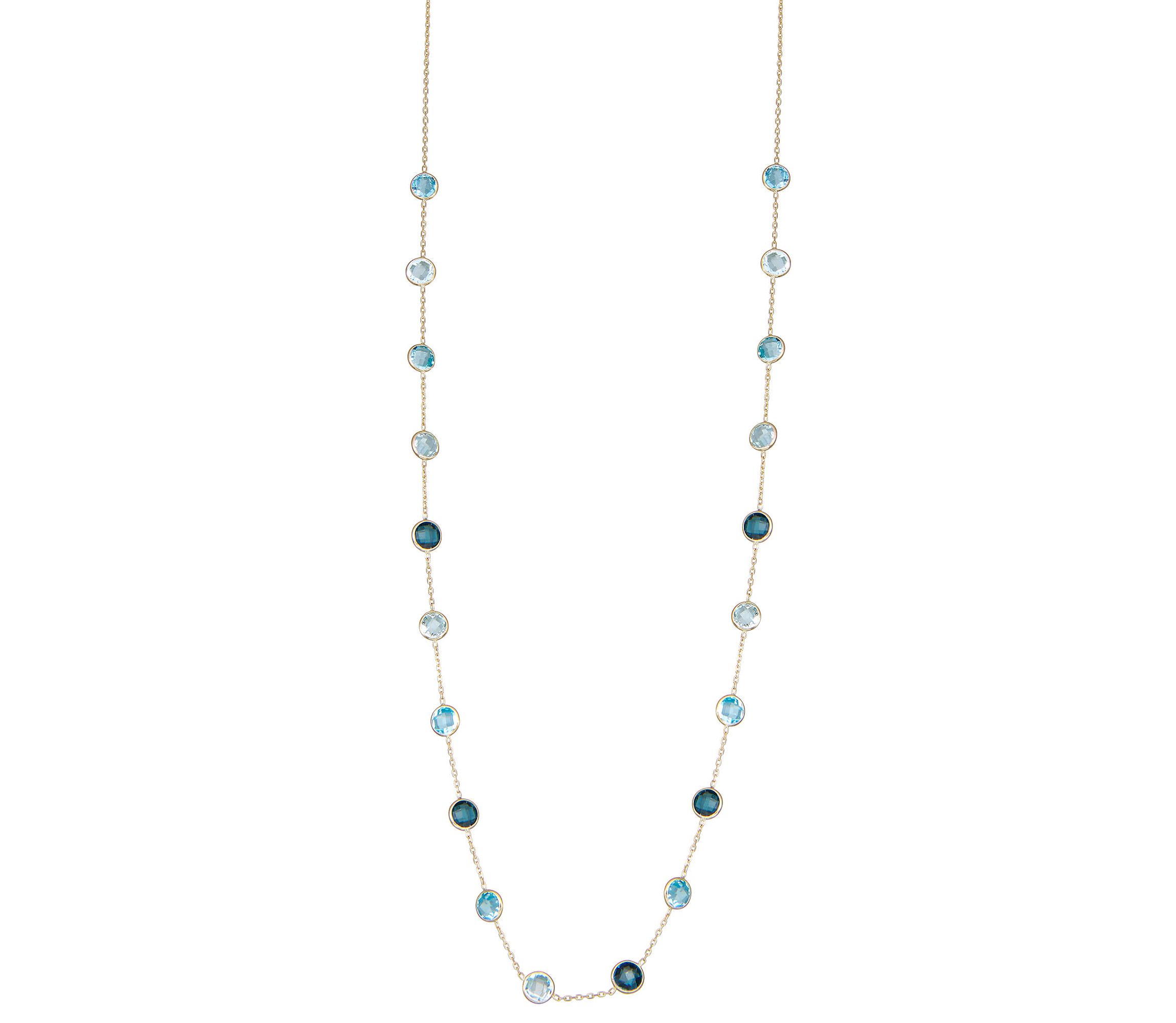 10K Gold Multi Blue Topaz Necklace