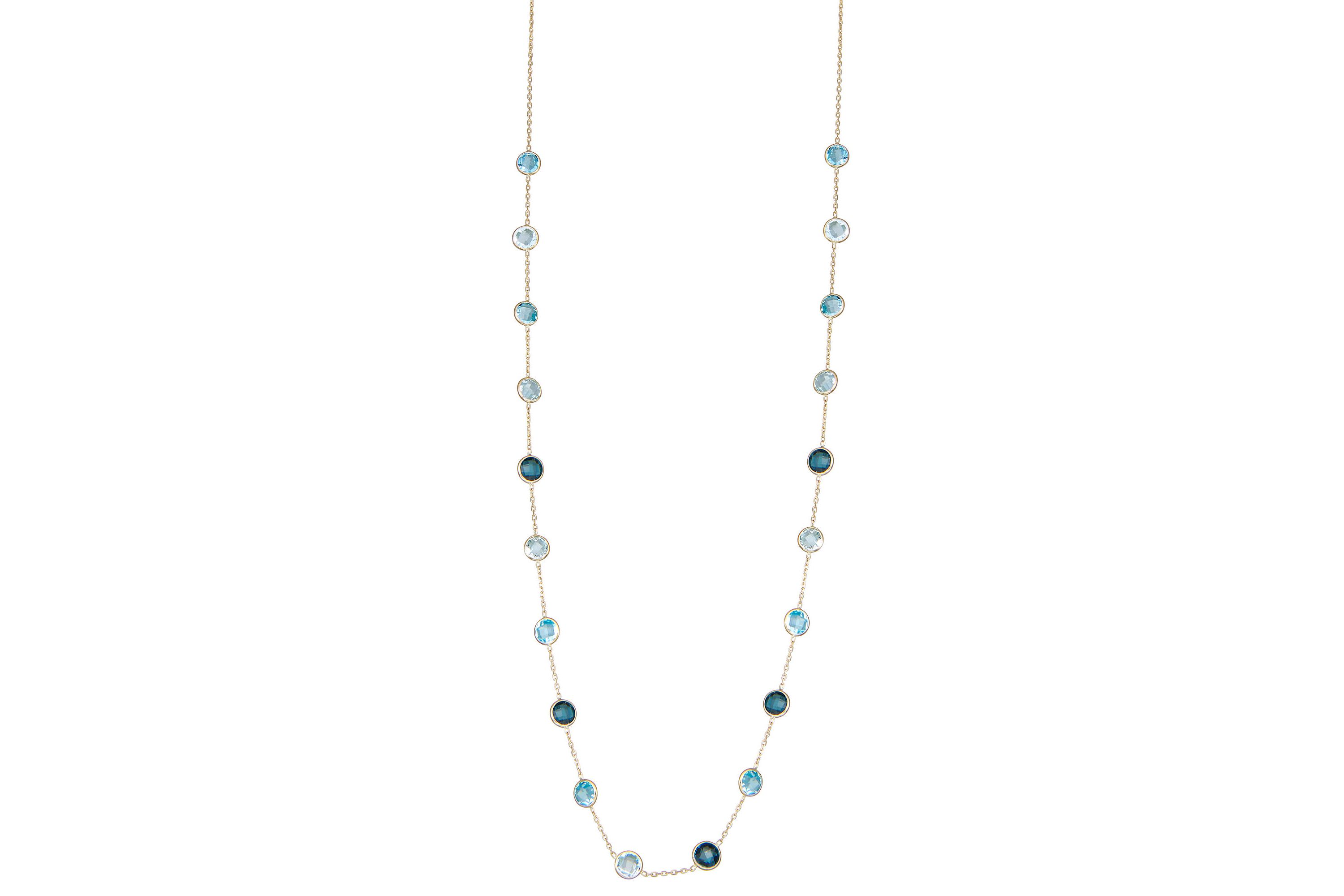 10K Gold Multi Blue Topaz Necklace