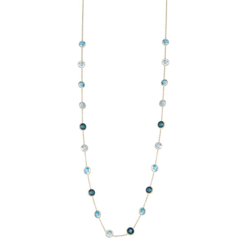 10K Gold Multi Blue Topaz Necklace