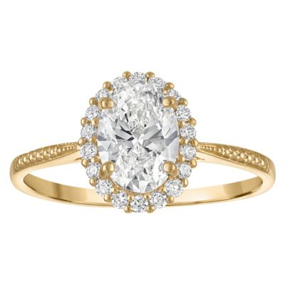 Jordan Blue NYC Lab Created 10K Gold 1.18 Cttw Oval-Cut Lab-Grown Diamond Halo Ring