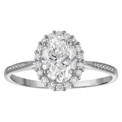 Jordan Blue NYC Lab Created 10K White Gold 1.18 Cttw Oval Lab-Grown Diamond Halo Ring