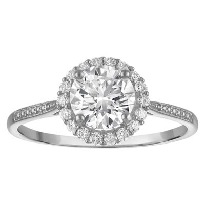 Jordan Blue NYC Lab Created 10K White Gold 1.18 Cttw Round Lab-Grown Diamond Halo Ring