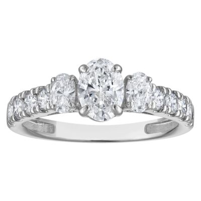Jordan Blue NYC Lab Created 10K White Gold 1.4 Cttw Oval-Cut Lab-Grown Diamond Three-Stone Ring