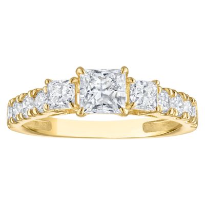 Jordan Blue NYC Lab Created 10K Gold 1.5 Cttw Princess-Cut Lab-Grown Diamond Three-Stone Ring