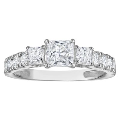 Jordan Blue NYC Lab Created 10K White Gold 1.5 Cttw Princess-Cut Lab-Grown Diamond Three-Stone Ring
