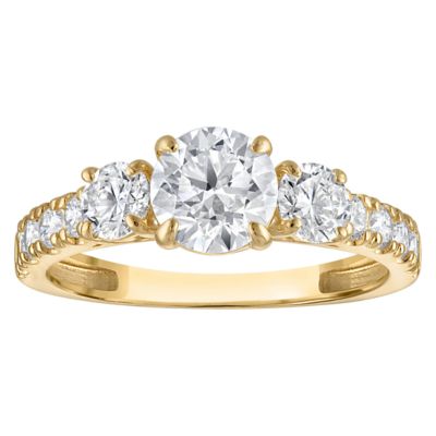 Jordan Blue NYC Lab Created 10K Gold 1.8 Cttw Round-Cut Lab-Grown Diamond Three-Stone Ring