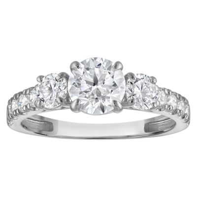 Jordan Blue NYC Lab Created 10K White Gold 1.8 Cttw Round-Cut Lab-Grown Diamond Three-Stone Ring