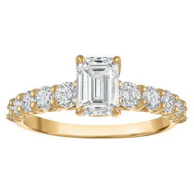 Jordan Blue NYC Lab Created 10K Gold 2 Cttw Emerald-Cut Lab-Grown Diamond Three-Stone Ring