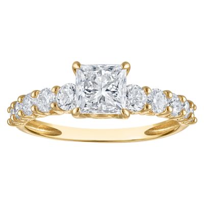 Jordan Blue NYC Lab Created 10K Gold 2 Cttw Princess-Cut Lab-Grown Diamond Three-Stone Ring