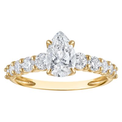 Jordan Blue NYC Lab Created 10K Gold 2 Cttw Princess-Cut Lab-Grown Diamond Three-Stone Ring