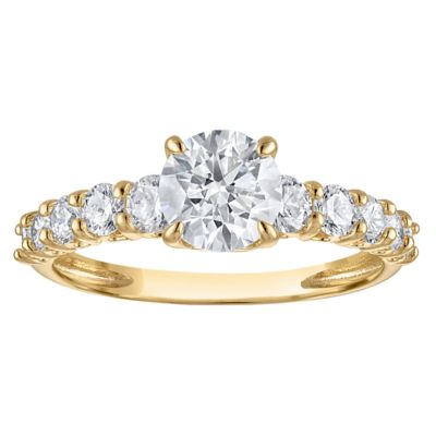 Jordan Blue NYC Lab Created 10K Gold 2 Cttw Round-Cut Lab-Grown Diamond Three-Stone Ring