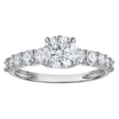 Jordan Blue NYC Lab Created 10K White Gold 2 Cttw Round-Cut Lab-Grown Diamond Three-Stone Ring