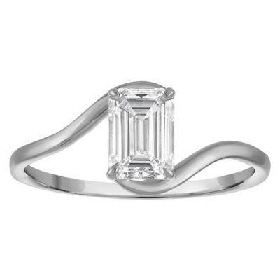 Jordan Blue NYC Lab Created 10K White Gold 1 Cttw Emerald-Cut Lab-Grown Diamond Swirl Ring, 7