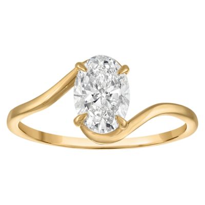 Jordan Blue NYC Lab Created 10K Gold 1 Cttw Oval-Cut Lab-Grown Diamond Swirl Ring, Yellow, 8