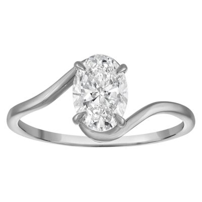 Jordan Blue NYC Lab Created 10K White Gold 1 Cttw Oval-Cut Lab-Grown Diamond Swirl Ring, 6