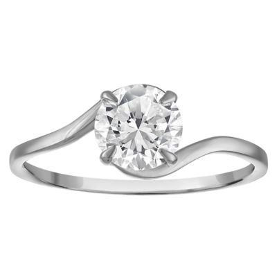 Jordan Blue NYC Lab Created 10K White Gold 1 Cttw Round-Cut Lab-Grown Diamond Swirl Ring, 7