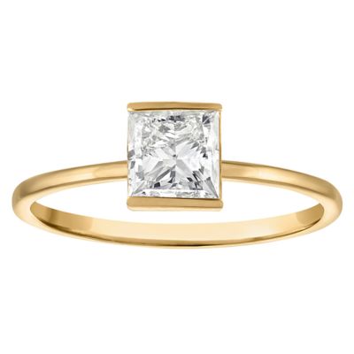 Jordan Blue NYC Lab Created 10K Gold 1 Cttw Princess-Cut Lab-Grown Diamond Half-Bezel Ring
