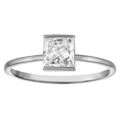 Jordan Blue NYC Lab Created 10K White Gold 1 Cttw Princess-Cut Lab-Grown Diamond Half-Bezel Ring