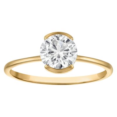 Jordan Blue NYC Lab Created 10K Gold 1 Cttw Round Lab-Grown Diamond Half-Bezel Ring